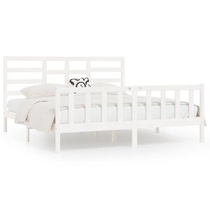 vidaXL Cadre de lit sans matelas blanc 200x200 cm bois massif de pin