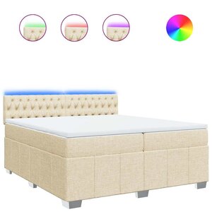 vidaXL Sommier à lattes de lit avec matelas Crème 200x200 cm Tissu