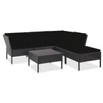 Salon de jardin meuble d'extérieur ensemble de mobilier 6 pièces avec coussins résine tressée noir 02_0016918