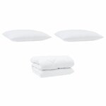 vidaXL Duvet d'hiver avec oreiller 3 Pièces Blanc 200 x 220 cm Microfibre