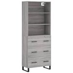 vidaXL Buffet haut Sonoma gris 69 5x34x180 cm Bois d'ingénierie