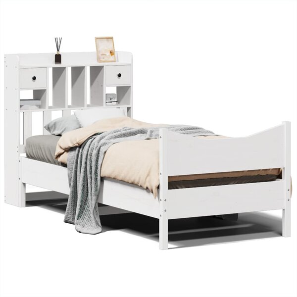vidaXL Cadre de lit sans matelas blanc 75x190 cm bois de pin massif