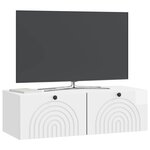 vidaXL Meuble TV mural Montage mural Blanc brillant 98 x 41 x 30 cm