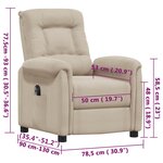 Vidaxl fauteuil inclinable électrique crème tissu microfibre