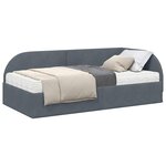 vidaXL Cadre de lit d'angle avec matelas 2 Pièces Gris Velours