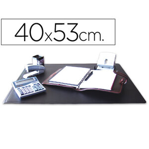 Sous-main q-connect simple pvc coins arrondis dessous mousse antidérapant bord soudé 40x53cm coloris noir