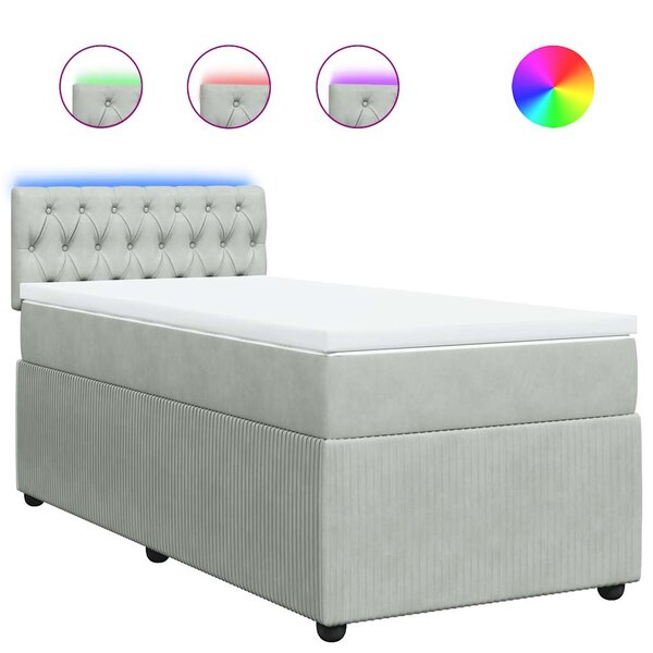 vidaXL Sommier à lattes de lit et matelas Gris clair 80x200 cm Velours