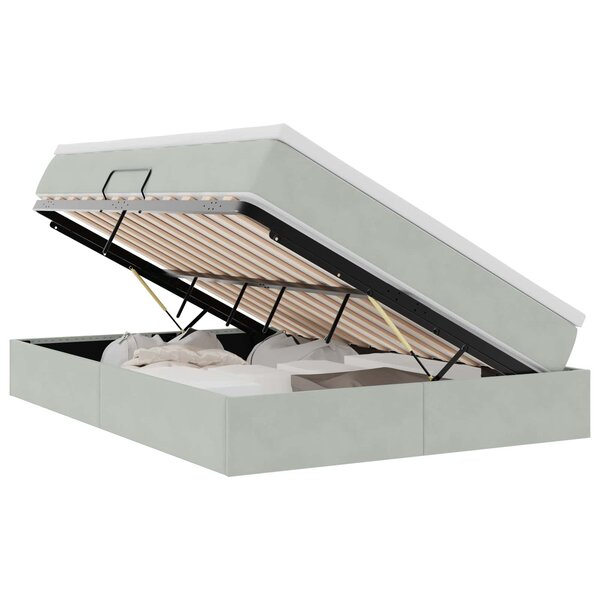 vidaXL Lit avec rangement et matelas Gris clair 140 x 190 cm Velours