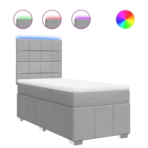 vidaXL Sommier à lattes de lit et matelas Gris clair 90x190 cm Tissu