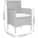 vidaXL Ensemble à manger de jardin et coussins 5Pièces Gris/noir