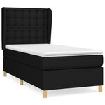 vidaXL Sommier à lattes de lit avec matelas Noir 90x190 cm Tissu