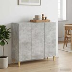 vidaXL Buffet Gris béton 89 x 34 5 x 80 cm Bois d'ingénierie