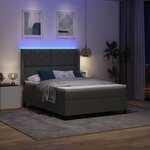 vidaXL Lit à ressort LED avec matelas Gris foncé 140 x 200 cm tissu