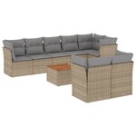 vidaXL Salon de jardin avec coussins 9 Pièces beige résine tressée