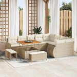 vidaXL Ensemble de canapé de jardin 12 Pièces Beige polyrotin