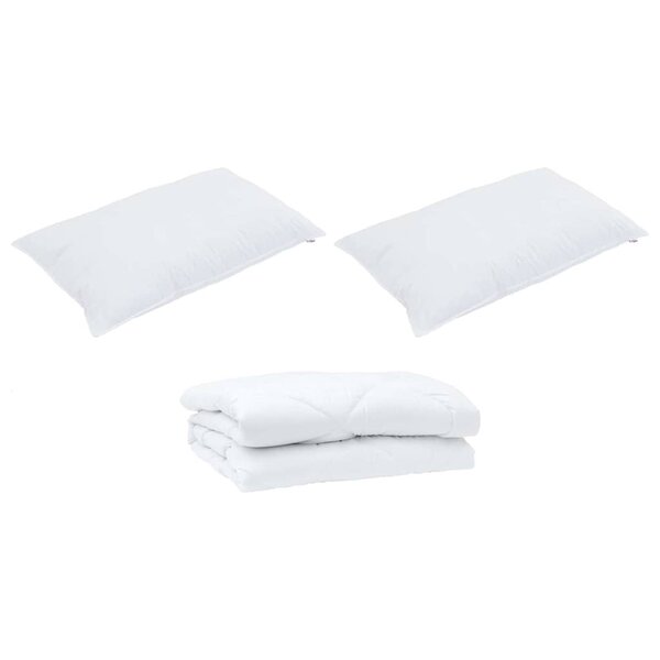 vidaXL Couette avec oreiller 3 Pièces Blanc 200 x 200 cm Microfibre