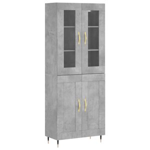 vidaXL Buffet haut Gris béton 69 5x34x180 cm Bois d'ingénierie