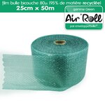 Lot de 6  rouleaux de film bulle d'air recycle largeur 25 cm x longueur 50 mètres - gamme air'roll green de la marque enveloppebulle