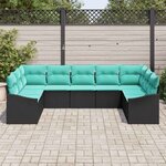 vidaXL Ensemble de Canapés avec coussin 9 Pièces Noir polyrotin