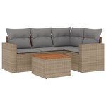 vidaXL Salon de jardin avec coussins 5Pièces mélange beige résine tressée