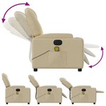 vidaXL Fauteuil inclinable de massage électrique crème tissu