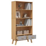 vidaXL Bibliothèque à 4 niveaux OLDEN gris marron bois de pin massif