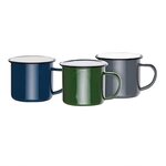 Mug en acier bleu et noir 350 ml - lot de 6 - olympia -  - acier émaillé x80mm