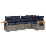 vidaXL Salon de jardin 5 Pièces avec coussins gris résine tressée
