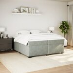 vidaXL Sommier à lattes de lit et matelas Gris clair 200x200cm Velours