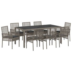 vidaXL Ensemble de salle à manger pour jardin 9 Pièces Gris polyrotin