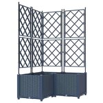 vidaXL Planteur de jardin avec treillis 3 Pièces gris 80x80x143 cm