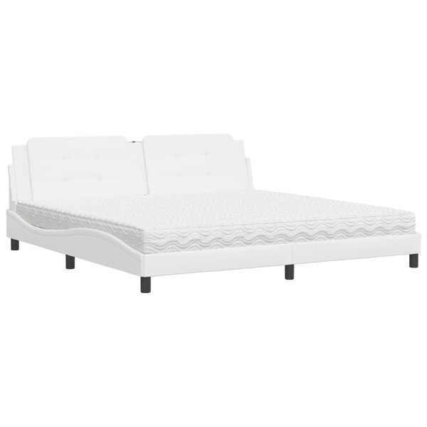 vidaXL Lit avec matelas blanc 200x200 cm similicuir