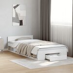 vidaXL Cadre de lit avec tiroir sans matelas blanc 100x200 cm