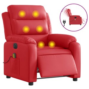 vidaXL Fauteuil de massage inclinable électrique rouge similicuir
