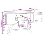 vidaXL Meuble TV Naturel 110 x 30 x 75 cm Bois de teck massif