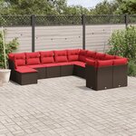 vidaXL Salon de jardin et coussins 11 Pièces marron résine tressée