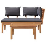vidaXL Banc de jardin 2 Pièces Marron Teck massif