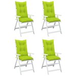 vidaXL Coussins de chaise de jardin à dossier haut lot de 4 vert vif