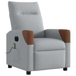 vidaXL Fauteuil de massage inclinable électrique gris clair tissu
