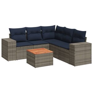 vidaXL Salon de jardin 6 Pièces avec coussins gris résine tressée