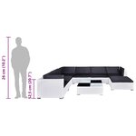vidaXL Salon de jardin 8 Pièces avec coussins Résine tressée Blanc