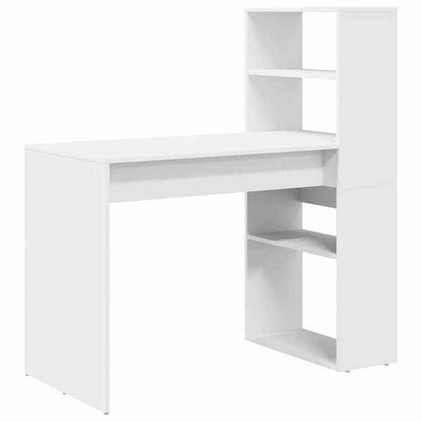 vidaXL Bureau avec étagère Blanc 113 x 54 x 120 cm Bois d'ingénierie