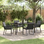 vidaXL Ensemble de salle à manger de jardin 5 pièces avec coussins noir en rotin poly