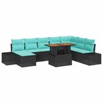 vidaXL Ensemble de canapé de jardin 9 Pièces Noir Poly rotin