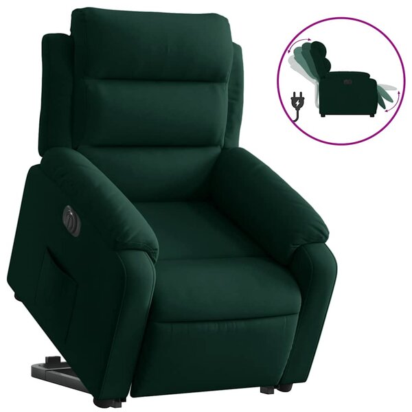 vidaXL Fauteuil inclinable électrique vert foncé velours