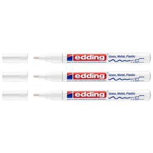 Marqueur Peinture Brillante 751 Blanc Pointe Moyenne 1-2 mm x 3 EDDING