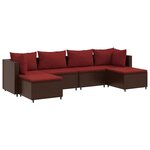 vidaXL Salon de jardin 6 Pièces avec coussins Marron Résine tressée