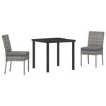 vidaXL Ensemble de salle à manger pour jardin 3 Pièces Gris Poly rotin