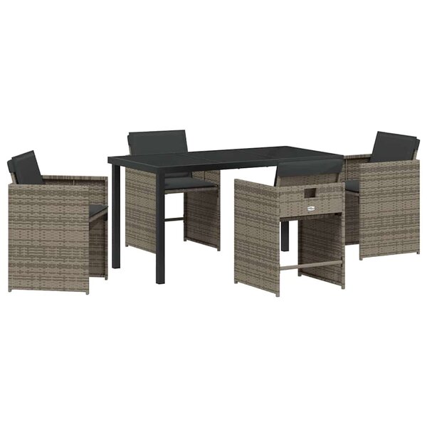 vidaXL Ensemble de salle à manger pour jardin 5 Pièces Gris Poly rotin