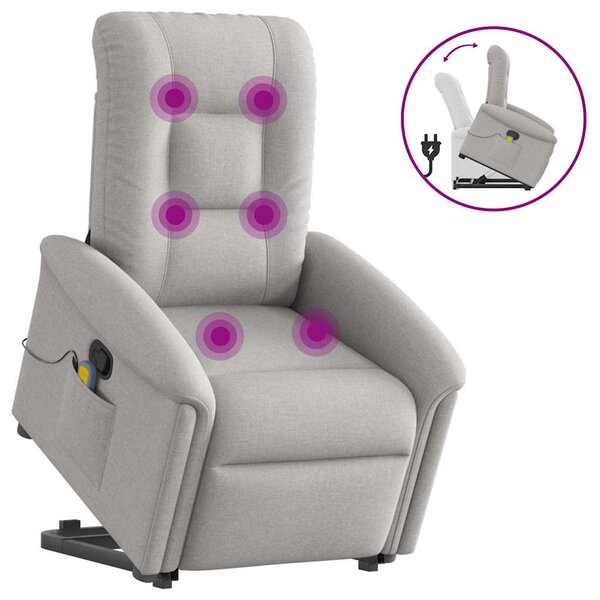 vidaXL Fauteuil de massage inclinable gris nuage tissu